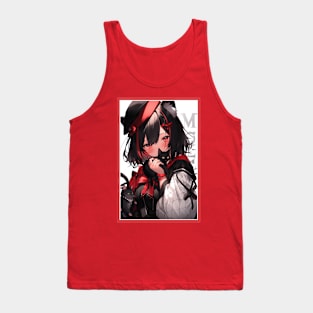 Aesthetic Anime Girl Red White Black | Quality Aesthetic Anime Design | Chibi Manga Anime Art Tank Top